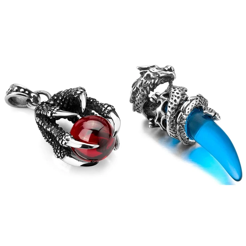 

Ожерелье с подвеской из нержавеющей стали, серебристый цвет, синий, 58 см и красные бусины, 60 см, 2 шт.