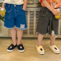 new arrival baby boy summer all match solid thin denim shorts children girl personality hollow out casual loose short pants