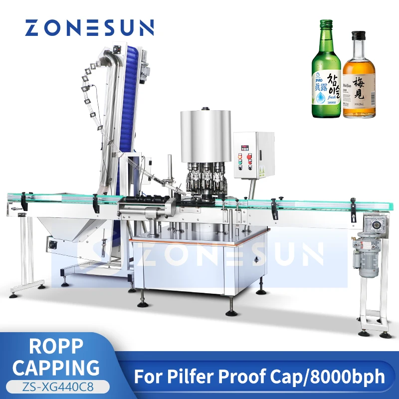 Zonesun ROPP укупорочная машина с 8 головками вращающаяся водонепроницаемое