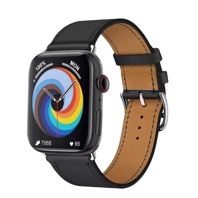 

NEW Business Smartwatch Leather Band Men Women Smart Watch Bluetooth Call Wireless Charging Fitness Bracelet DIY Watch Face for