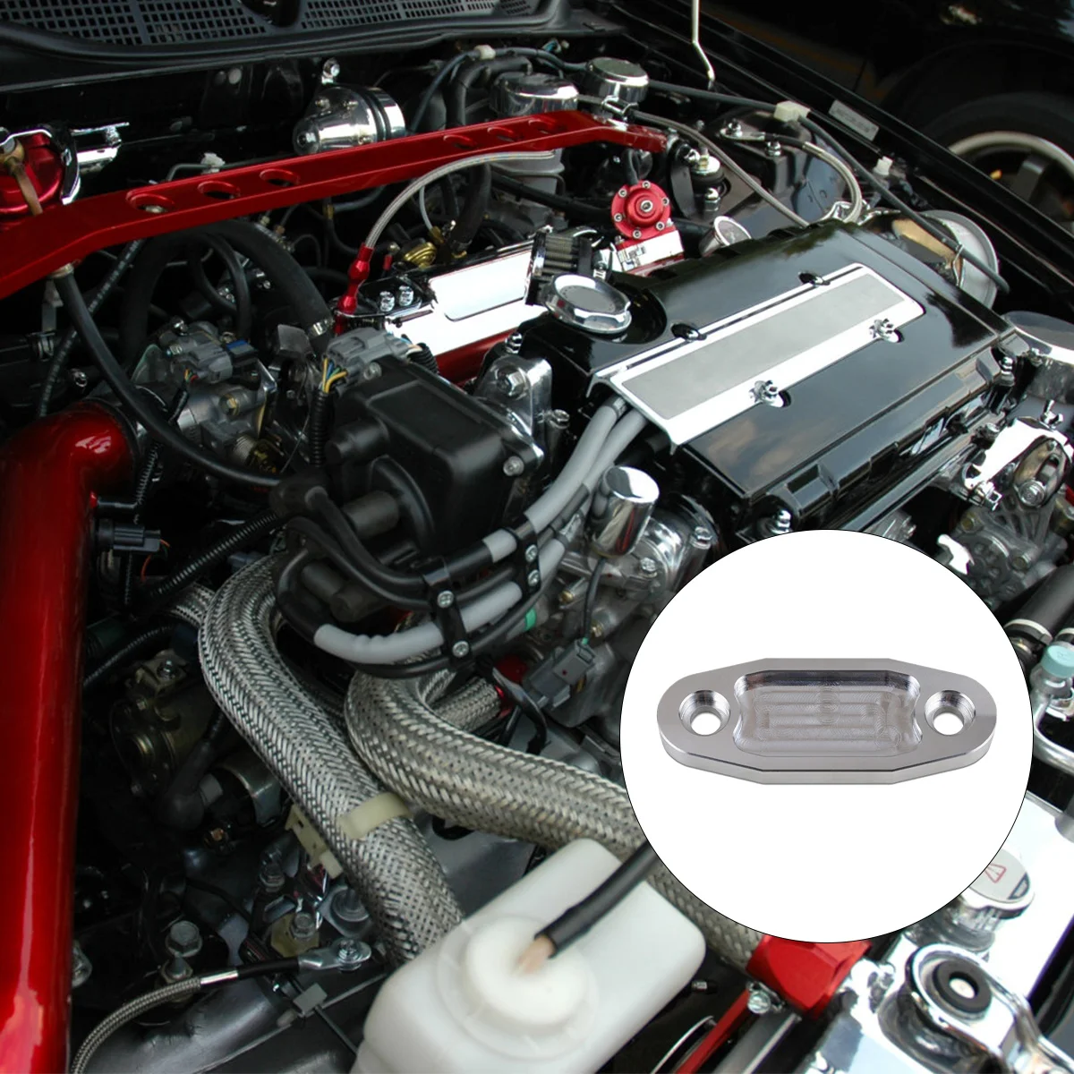 

Fuel Pump Plate Car Block Mounting Auto Accessory Replacement Engine Pad Cover Metal Billet Off Oil Port