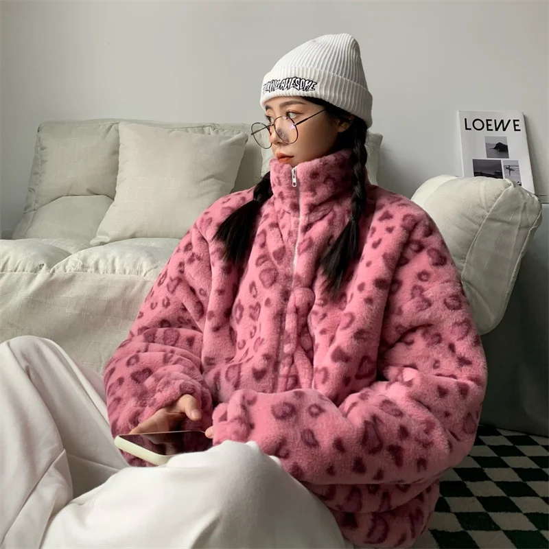 

Куртка женская бархатная теплая с леопардовым принтом, Свободный пуловер в винтажном стиле, уличная одежда в Корейском стиле, зимний сезон