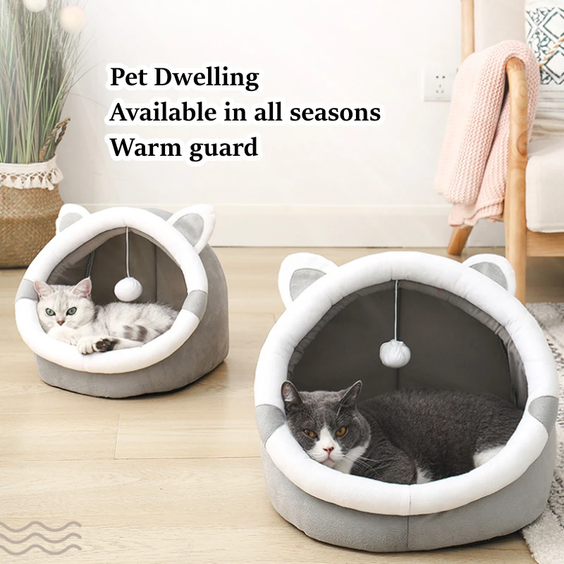 

Comfortable Pet Cat Nest Warm Cat Cave Cushion with A Attracts Small Ball Cute Dog House Provides Cat Dog A Bed By Pet Supplies