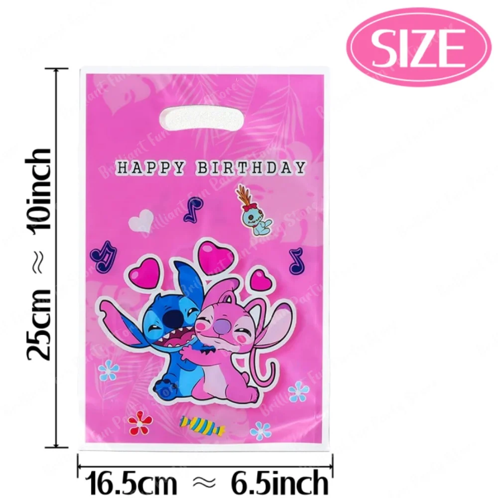 Подарочный пакет для вечеринки Disney Lilo &amp Stitch пластиковый синий стежок розовый
