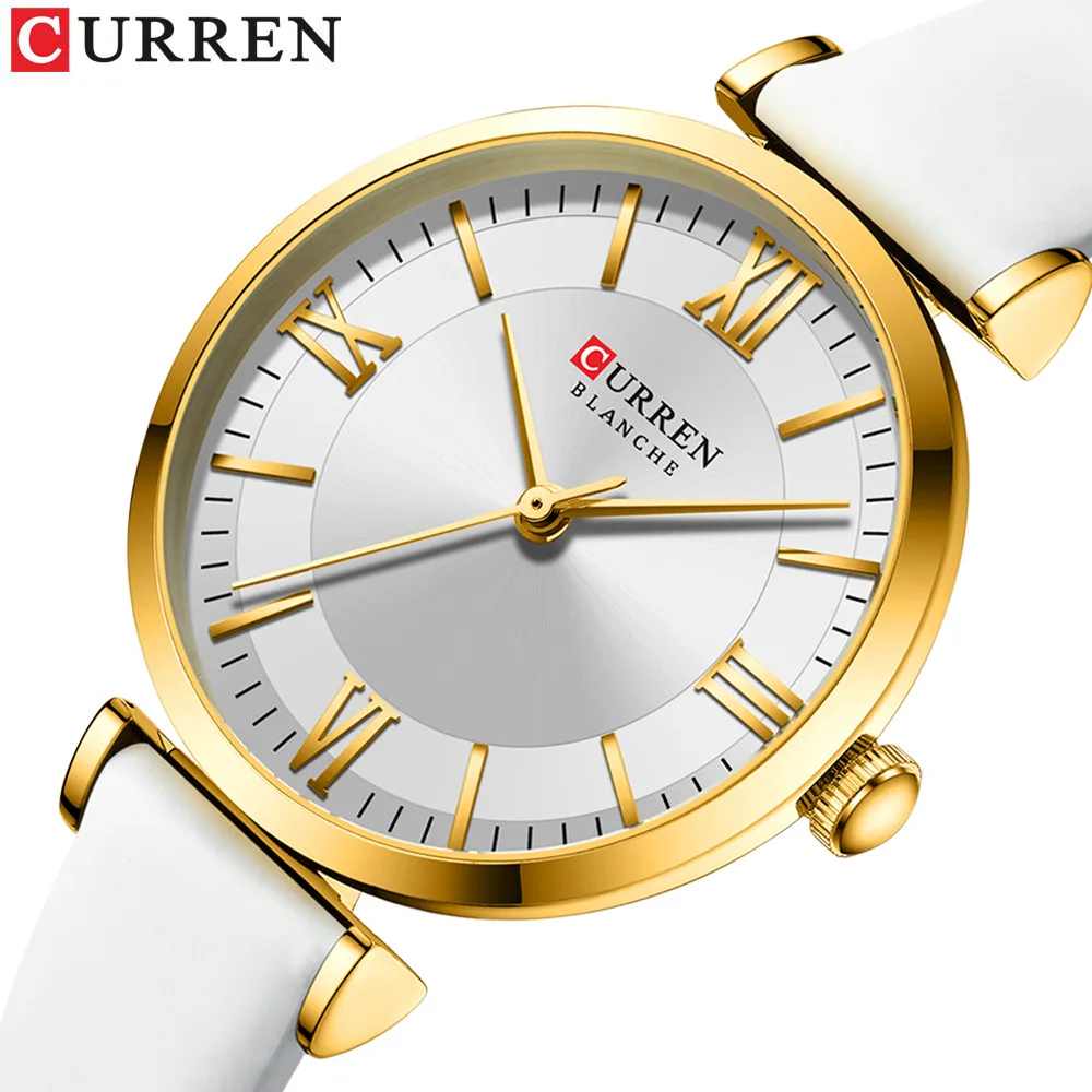 

New Elegant Style Green Wristwatch CURREN Brand Top Luxury Women's Quartz Watches Fashion Leather Strap Ladies Clock Femme 9079