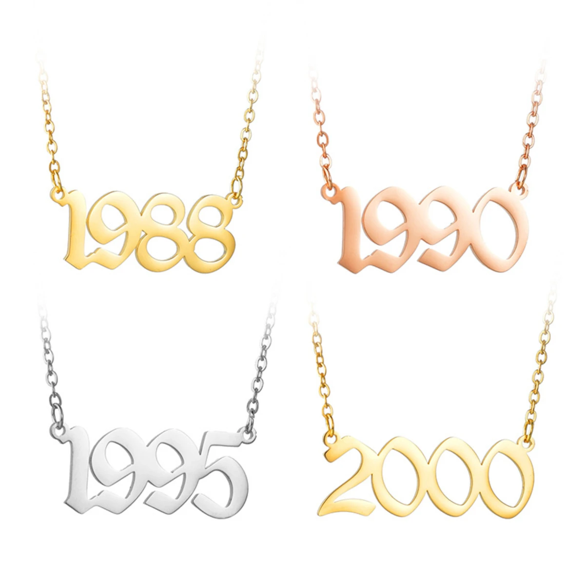 ERQI Personalize Year Number Necklaces for Women Birth Special Date 1995 1997 1998 2000 2010 Birthday Gift From 1991 to 2022