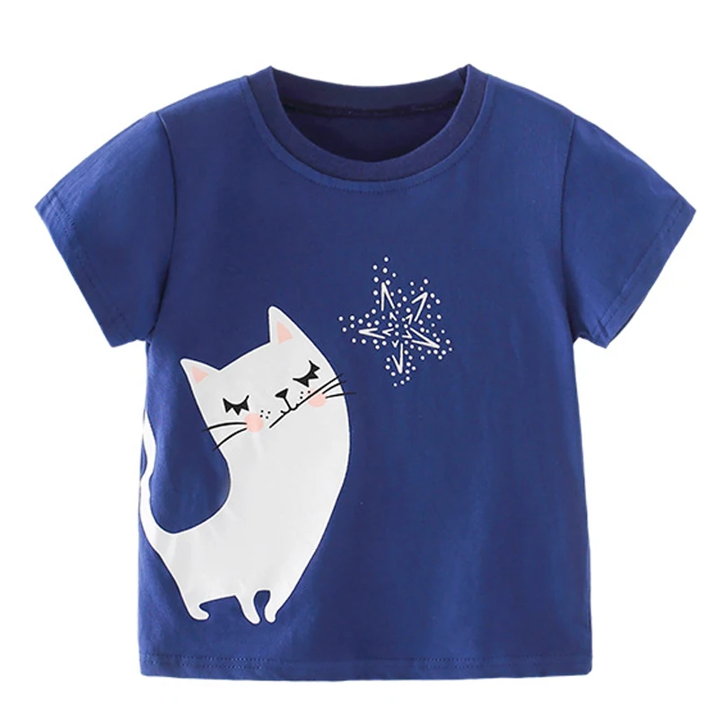 

Хлопковая футболка для девочек 2-7 лет, на лето