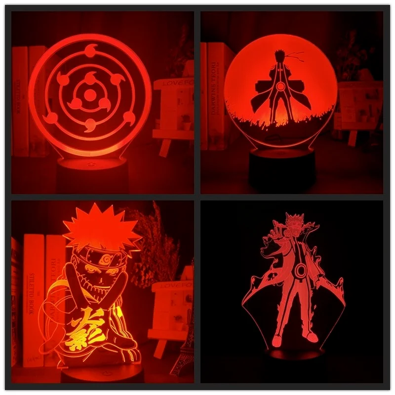 

Naruto Uzumaki LED Night Light Sasuke Uchiha 3D Lamp Kids Bedroom Decro Gift for Boys Toy Remote 16 Colors christmas present