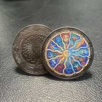 twelve constellations lucky coin compass direction sun and moon divination commemorative coins vintage metal crafts collection