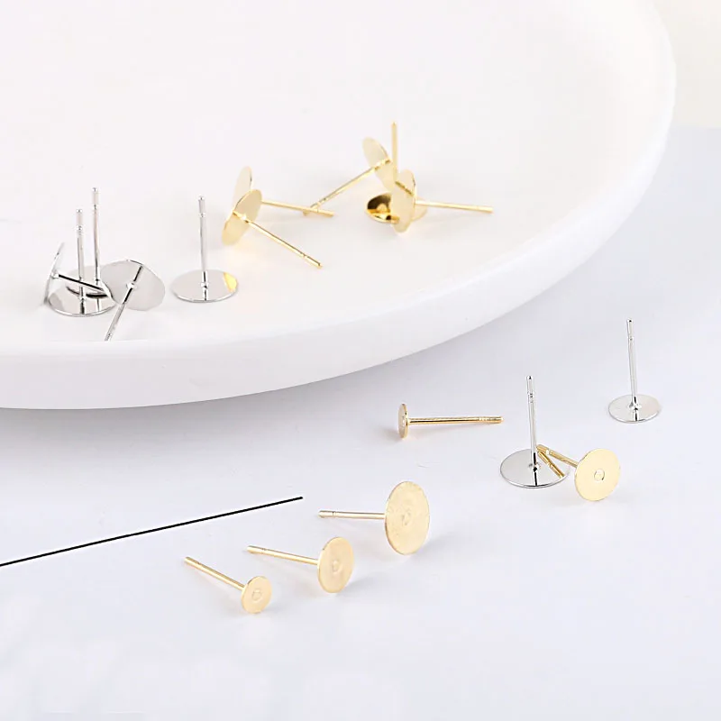 

10pcs Diy Jewelry Accessories Gold Plating Color Flat Earrings With Hanging Earrings With Allergy Prevention Handmade Material