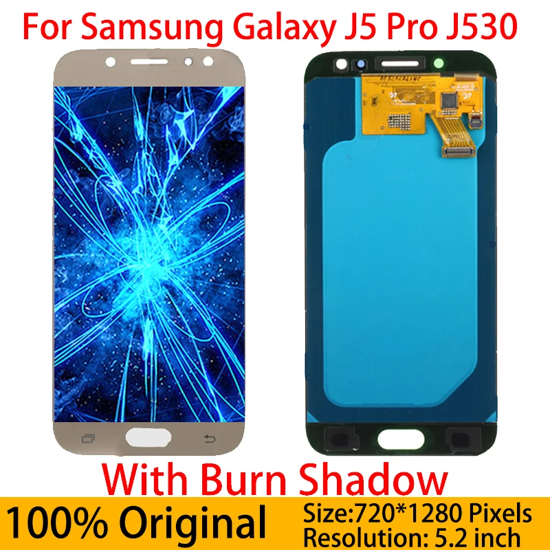 

With burn shadow lcd For Samsung Galaxy J5 Pro LCD Display 2017 J530 SM-J5300 J530F J530F/DS and Touch Screen Digitizer Assembly