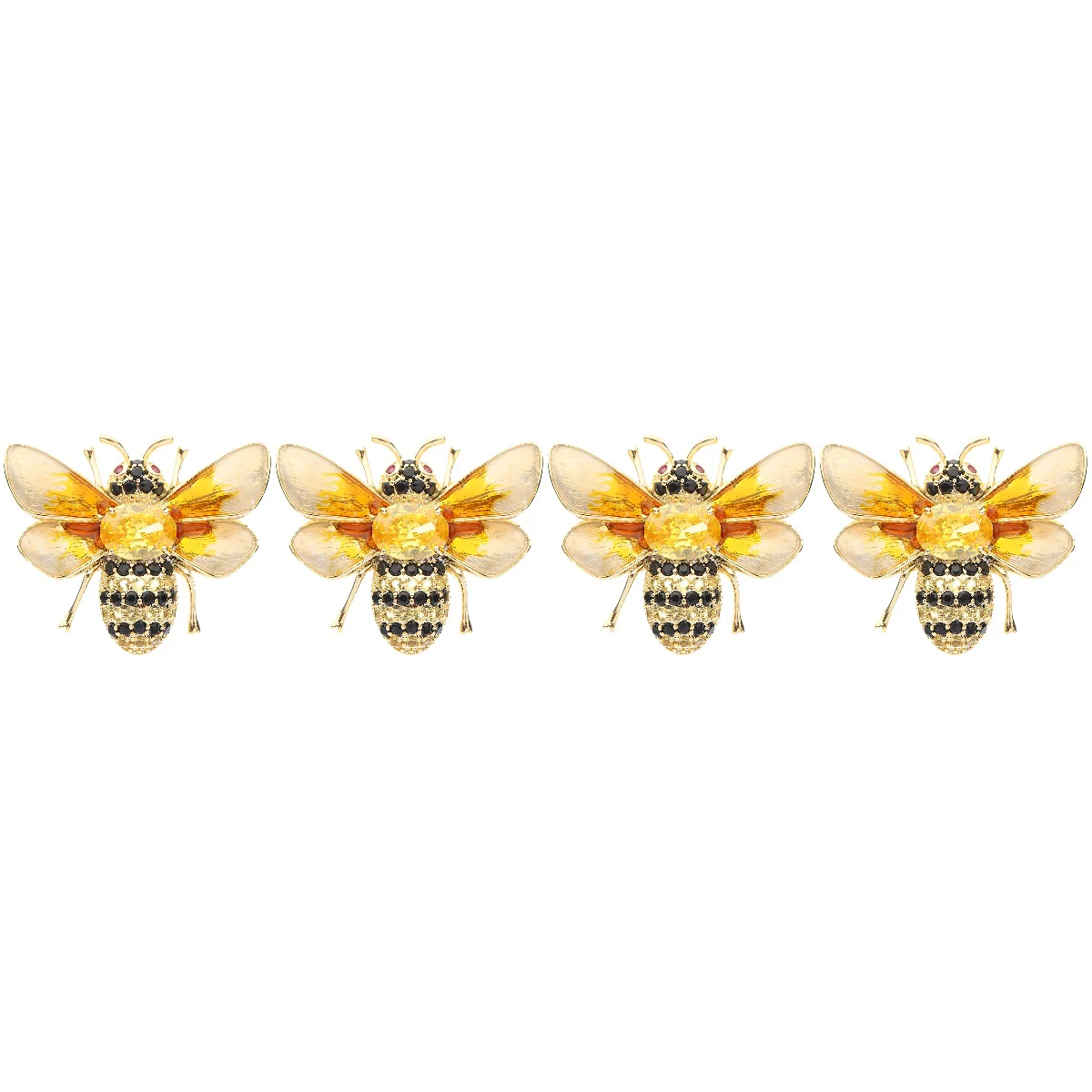 

4 PCS Animal Flower Accessories Bouquet Insect Brooch Pins Aesthetic Copper Bride Bee Jewelry Clothing