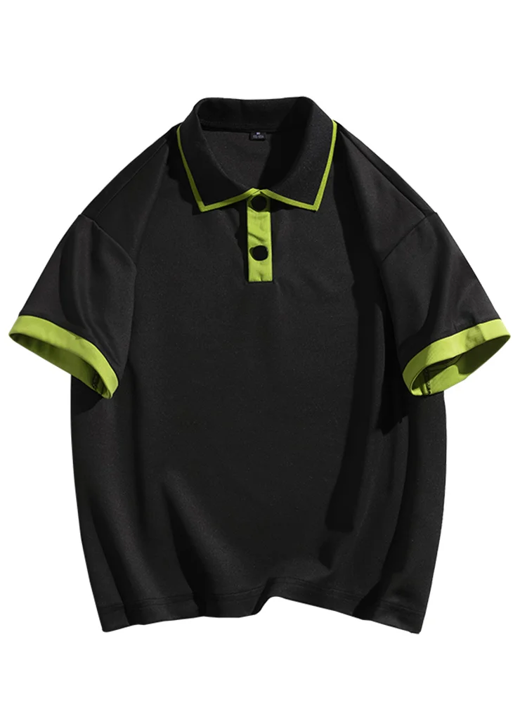Японская модная уличная рубашка-поло с коротким рукавом и отложным воротником