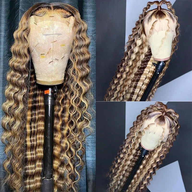 

Soft European Hair Ombre Blonde Hair Jewish Wig Water Wave Lace Front Wig Swiss Lace Kosher Sheitel Wigs For Women Costom Made