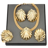 5 pcs dubai gold plated jewelry sets wedding necklace earrings set for women jewelry set large style