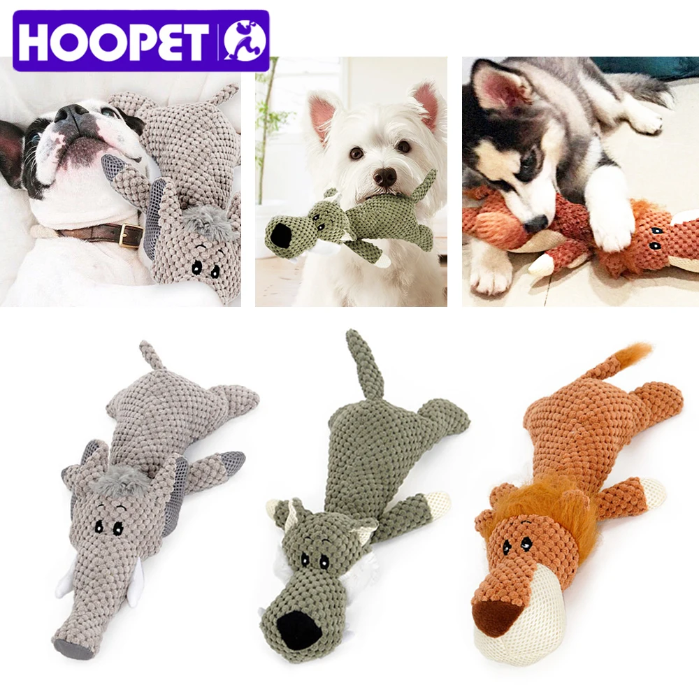 HOOPET Pet Toy Animal Shape Lion Elephant Sound Chew Three C