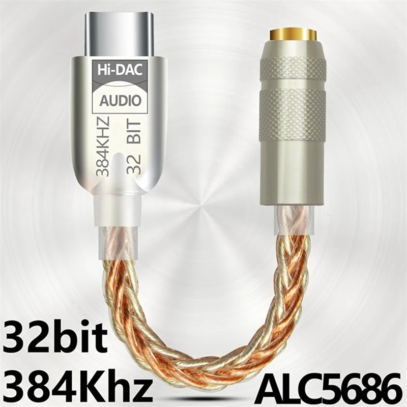 Фото USB-C усилитель для наушников 3,5 мм, аудиодекодер ALC5686 Hi-Fi, цифровой аудиокабель-адаптер-конвертер AUX - ABWO №4
