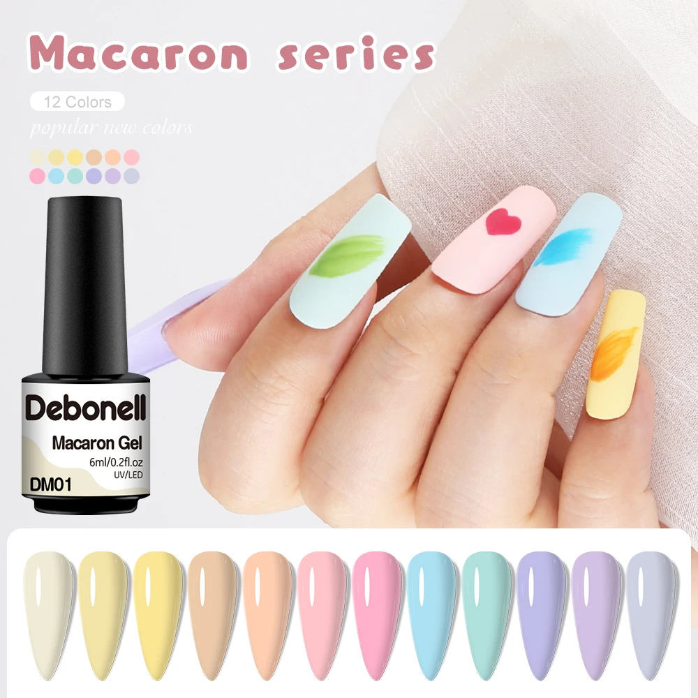 

Debonell 6ml Pastel Yellow Varnish Semi-permanent Gel Nail Polish Macaron Series Color Spring Summer Soak Off Nail Art Gel