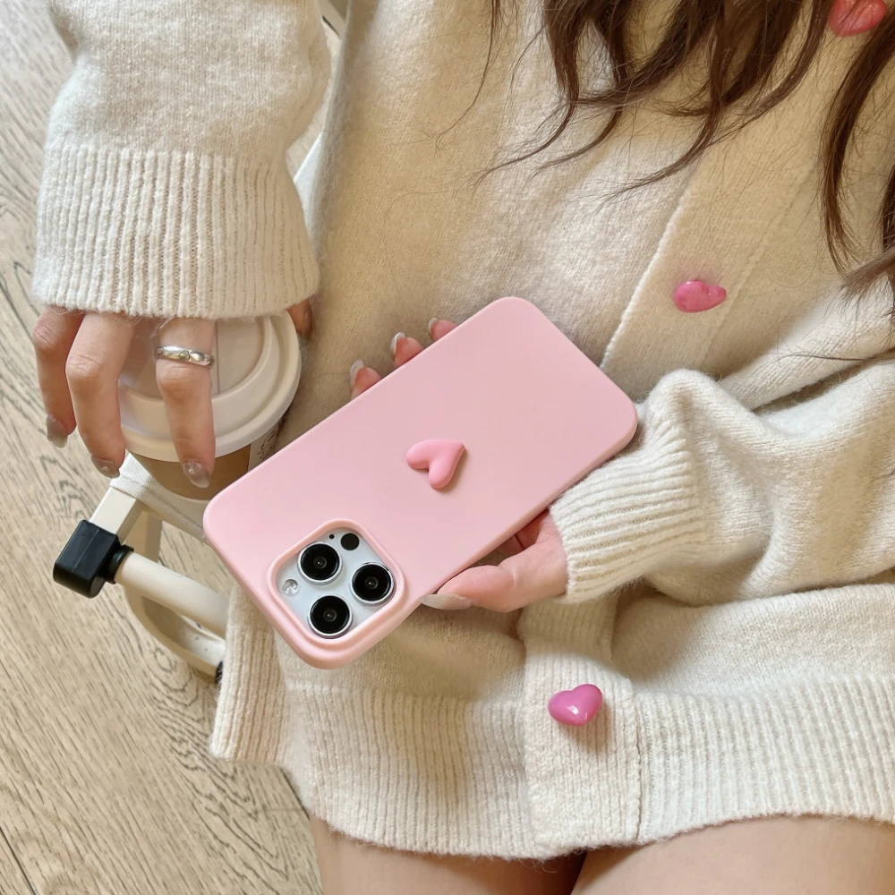 Яркий цвет 3D Love Heart Skin Feel Безграничный мягкий матовый чехол для телефона iPhone 11 12 13