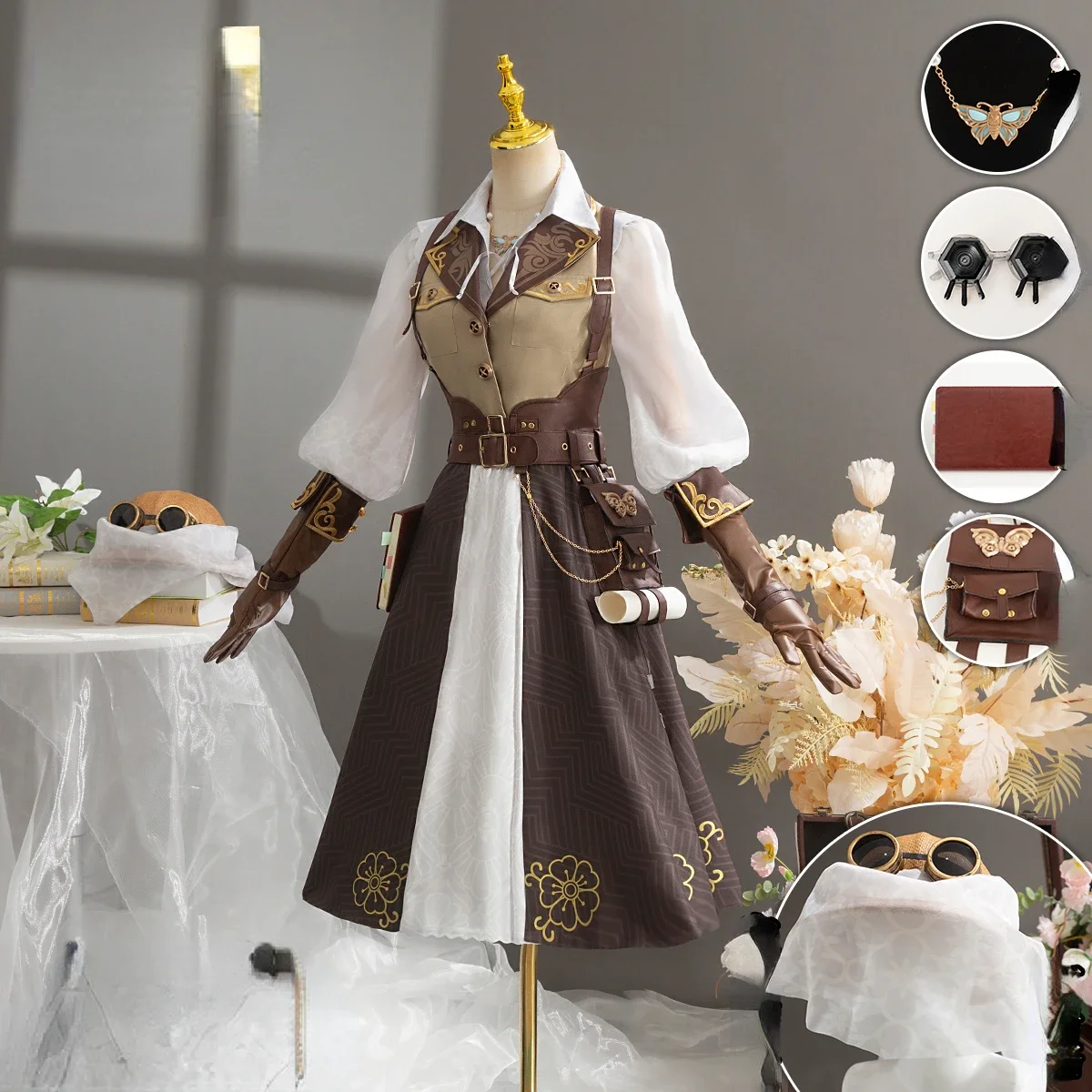 Костюм Для Косплея Melly Plinius Ферментмолог Кожаный Наряд С V-образным Вырезом Платье