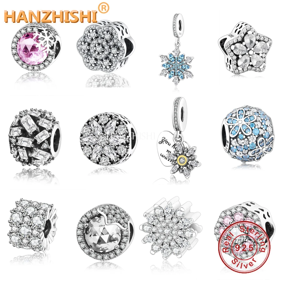 

2021 New Winter Collection DIY Fit Original pan Charm Bracelet 925 Sterling Silver Snowflake Charms Beads Jewelry berloque