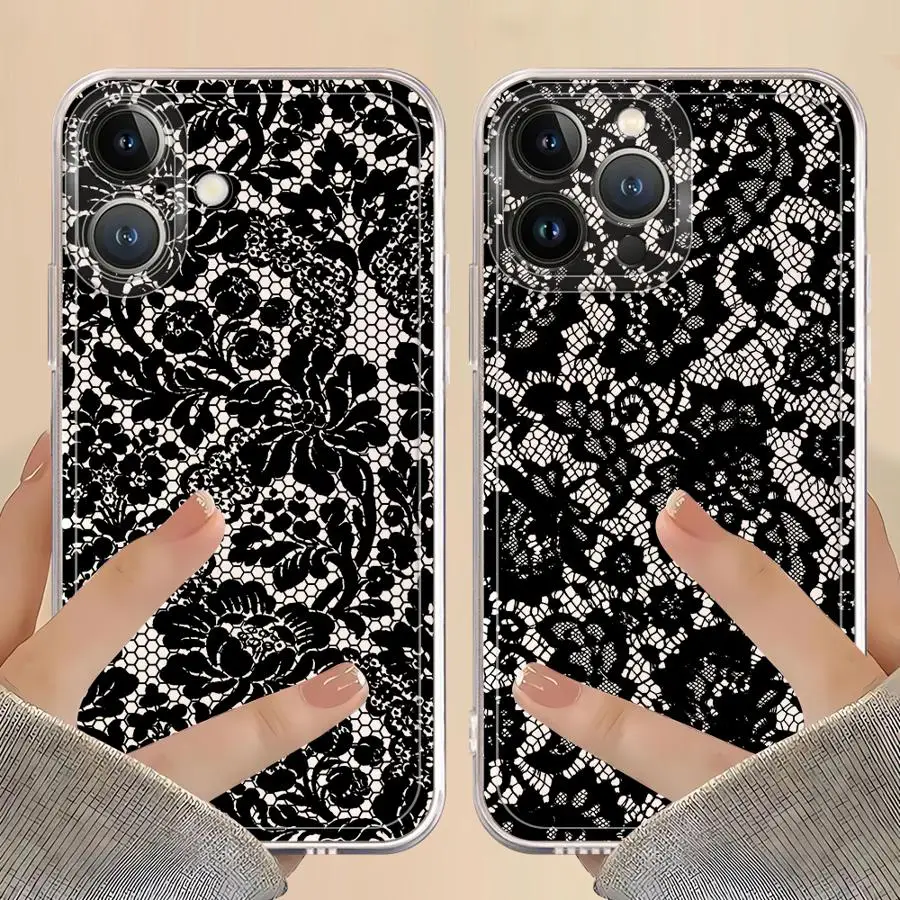 Фото Чехол для iPhone 17 Pro Max 11 Air 14 Plus 15 7 8 XS Max XR 12 Mini 13 Pro 16, мягкий чехол для телефона, сексуальное кружево №4