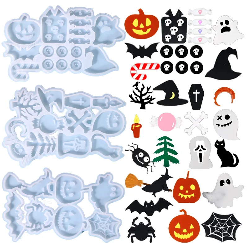 

Multiple Shape Halloween Earring Pendant Epoxy Silicone Mold Ghost Cat Shape Pendant Mold Necklace Bracelet Jewelry Making Decor