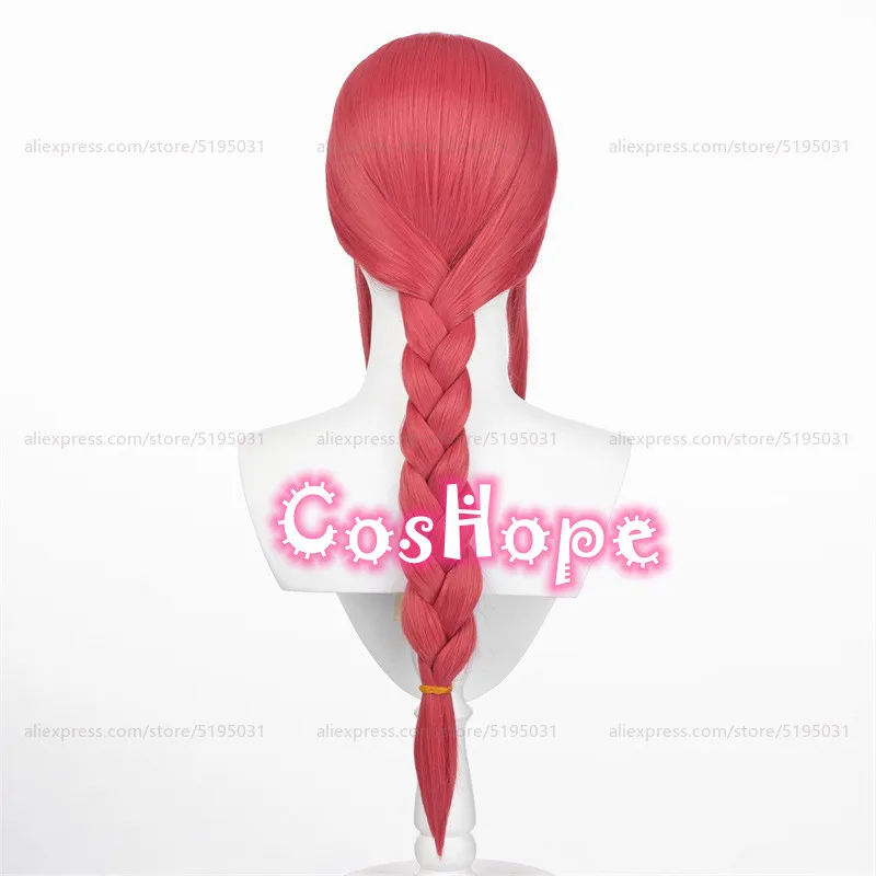 Парик для косплея Makima предварительно оплетенный парик розово-красный косплей