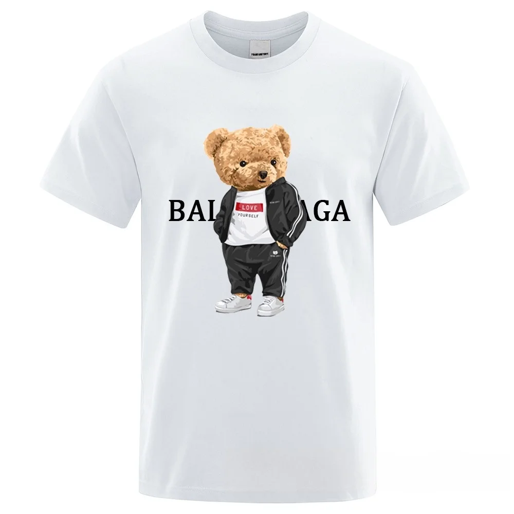 

Summer Men Cartoon Bear Luxury Brand T Shirt Oversized Short Sleeve Tshirts Casual Loose Top Y2k Free Shipping