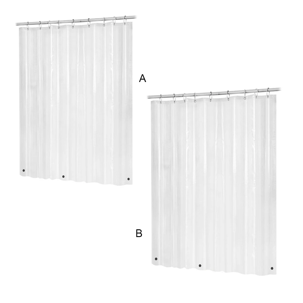

Shower Curtain Transparent Dorm Apartment Bathroom Bath Screen Drape Washable Curtains with Hooks Simple Decoration