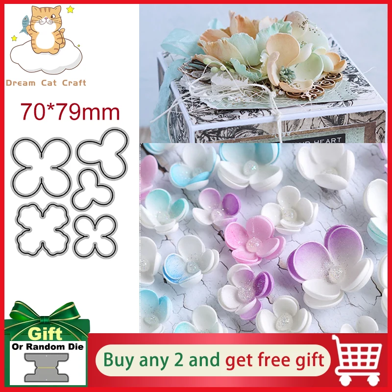 5Pcs Little Flowers Petal Floral Metal Cutting Dies for Scrapbooking Stencil Craft Paper Knife Mould Blade Punch Card Making Die