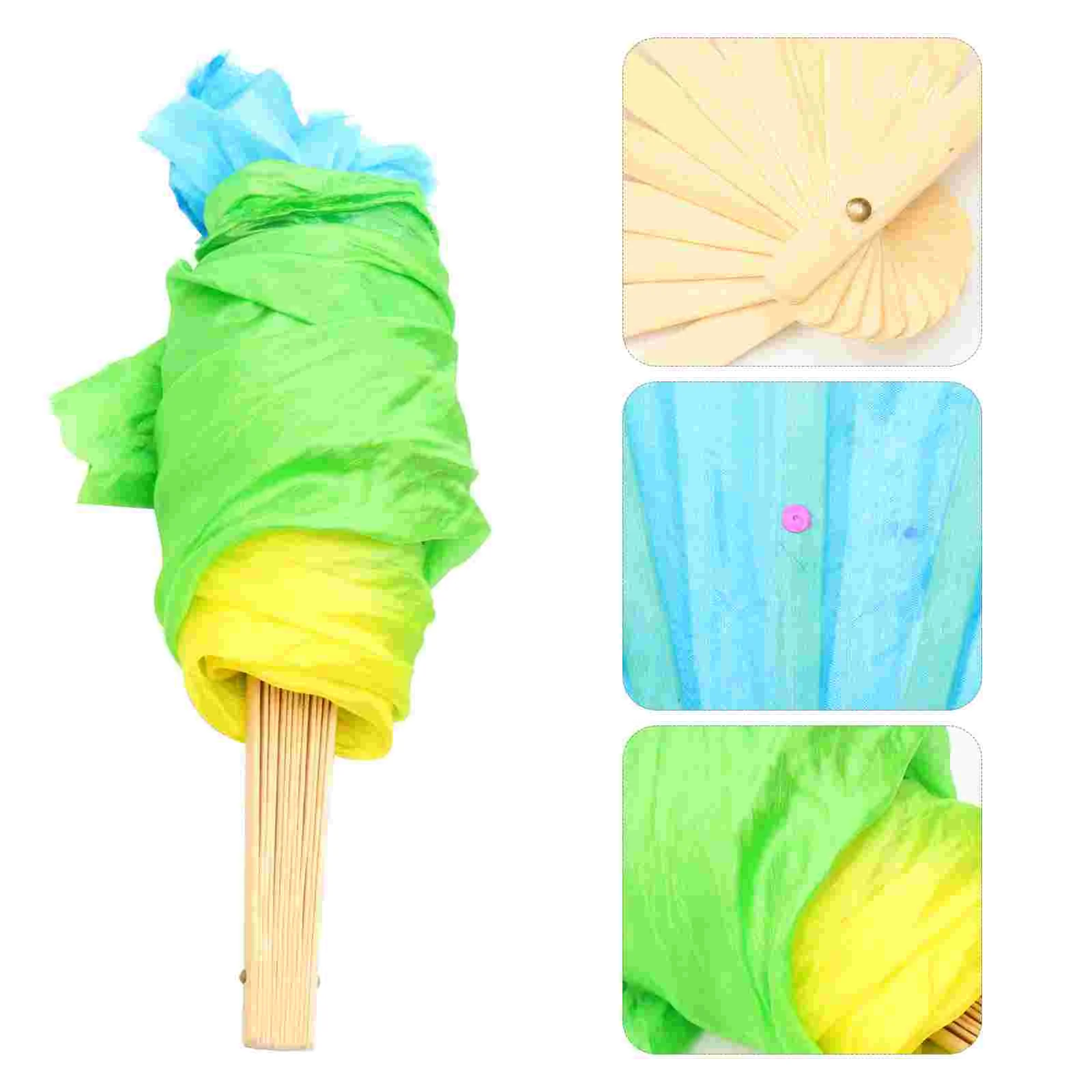 

Женский атласный веер для танцев, длинный сценический веер для выступлений, Шелковый, ретро, градиентный, бамбуковый, складной