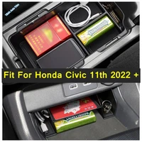 black car accessories fit for honda civic 11th 2022 storage box center console glove box holder stowing tidying interior plastic