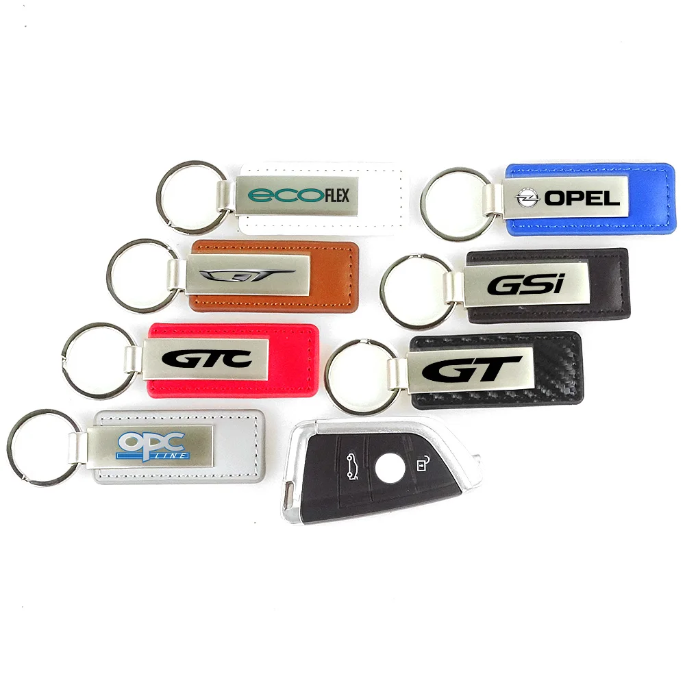 Auto Classic keyring Car Carbon Fiber Fob Metal leather keychain For Opel OPCline OPC GTC GSI GS GT Astra Insignia Movano Rocks