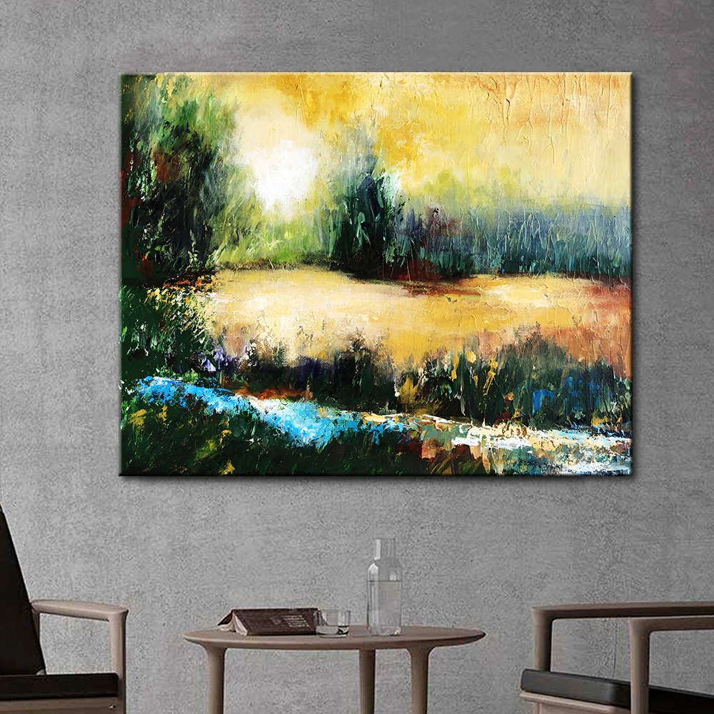 

Abstract Stream Canvas Painting Print Wall Art Posters Grass River Landscape Pictures For Living Room Bedroom Home Decor Cuadros