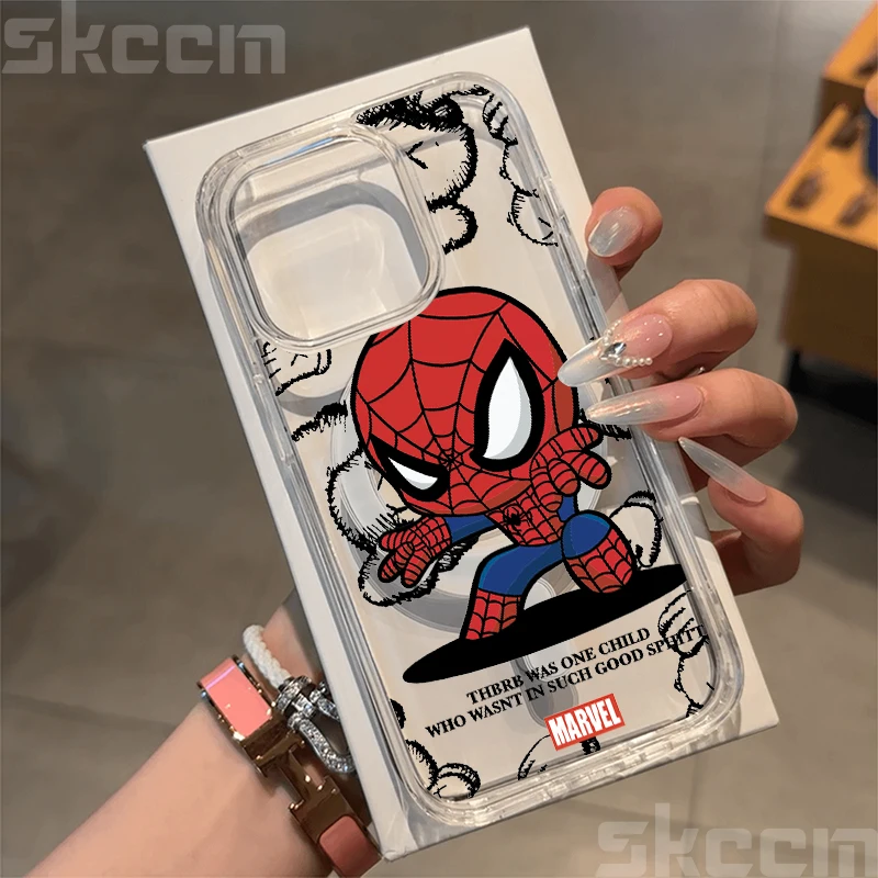 Магнитный чехол Marvel Spider Man для Samsung Galaxy S25 S24 S23 S22 UItra PIus S21 S20 FE Magsafe Wireless Charging Cover