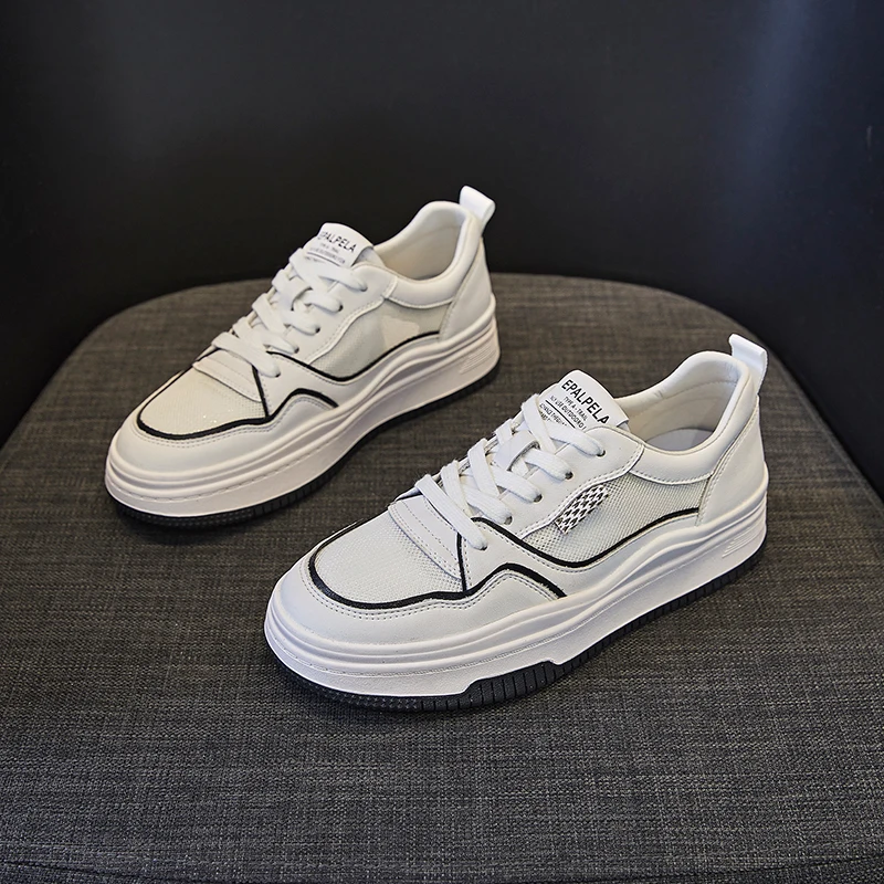 Platform Sports Shoes Girls Flats Tennis Female Casual Sneakers Women Trends 2023 Genuine Leather Comfortable White Running Shoe