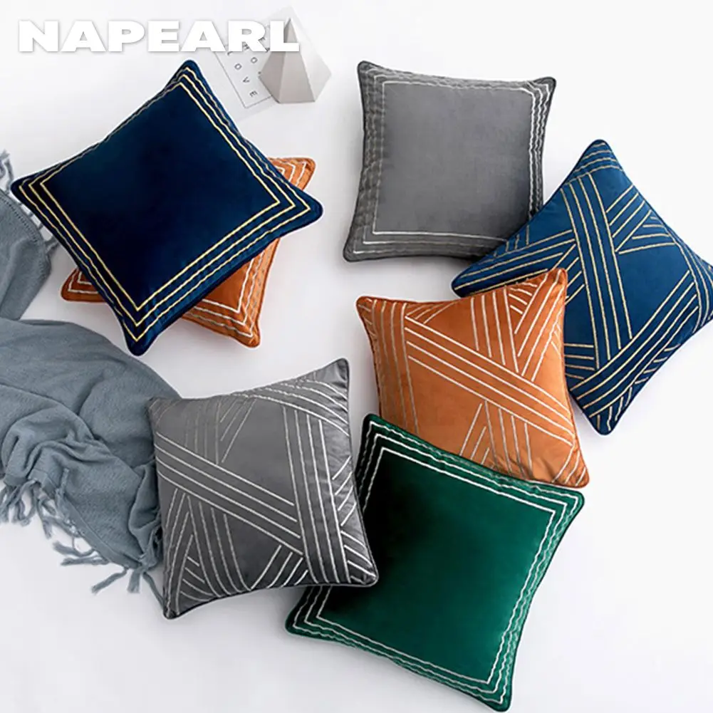 

Наволочка NAPEARL в роскошном европейском стиле для домашней гостиной, диванной подушки, наволочка в золотую полоску, 45x45, 1 шт.