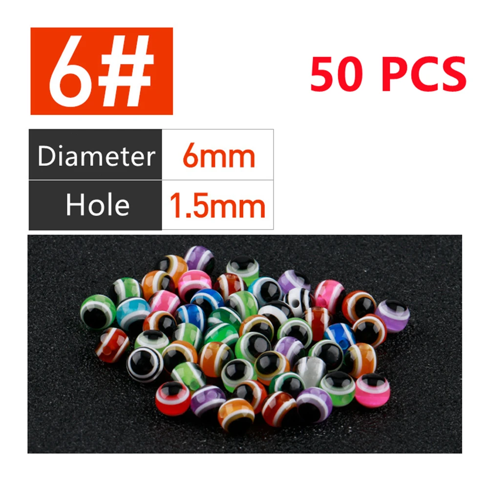 50pcs Fishing Beads For Soft Lure 5mm 6mm Fish Eyes Luminous Stop Bead Rigs DIY Kit Reusable For Making Spinners Lures Pesca