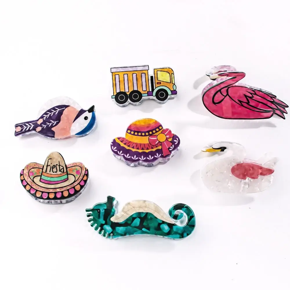 Акриловая заколка для волос в виде животных милая соломенная шляпа с захватом