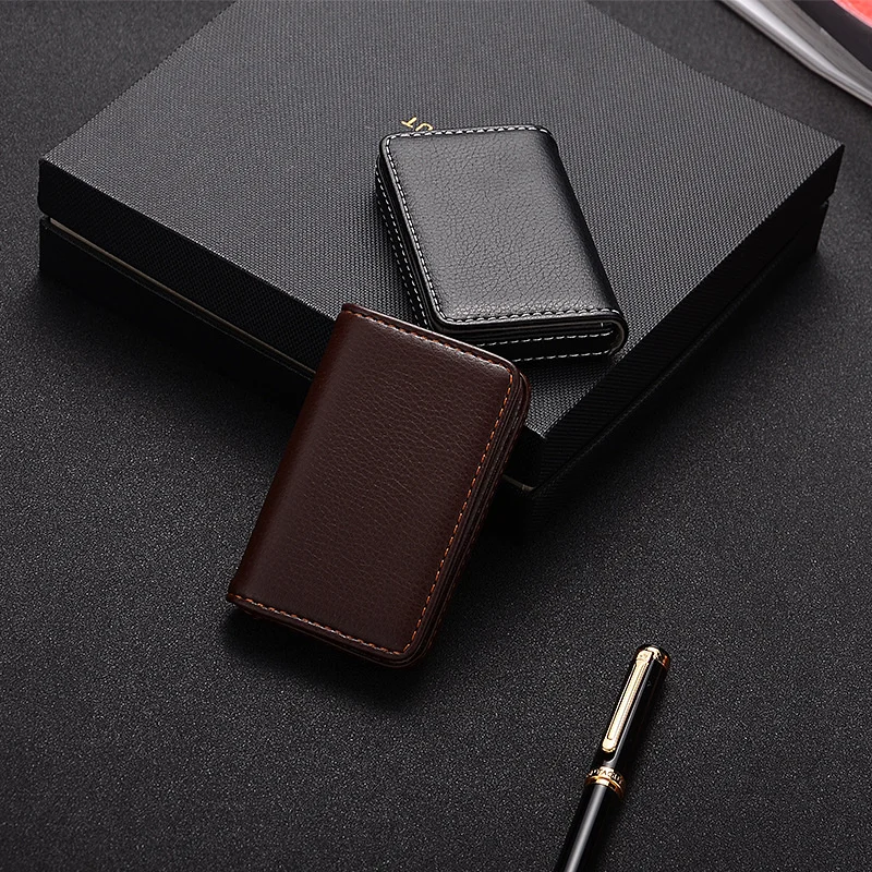 Free Custom Letters Creative Business Card Case PU Leather Gift Business Card Case