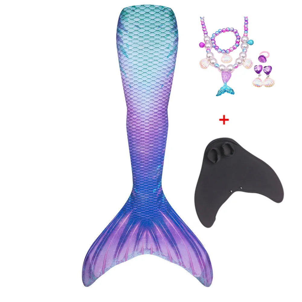 Детский хвост русалки для девочек, купальный костюм русалки, купальный костюм, заколка для волос, можно добавить моноласт