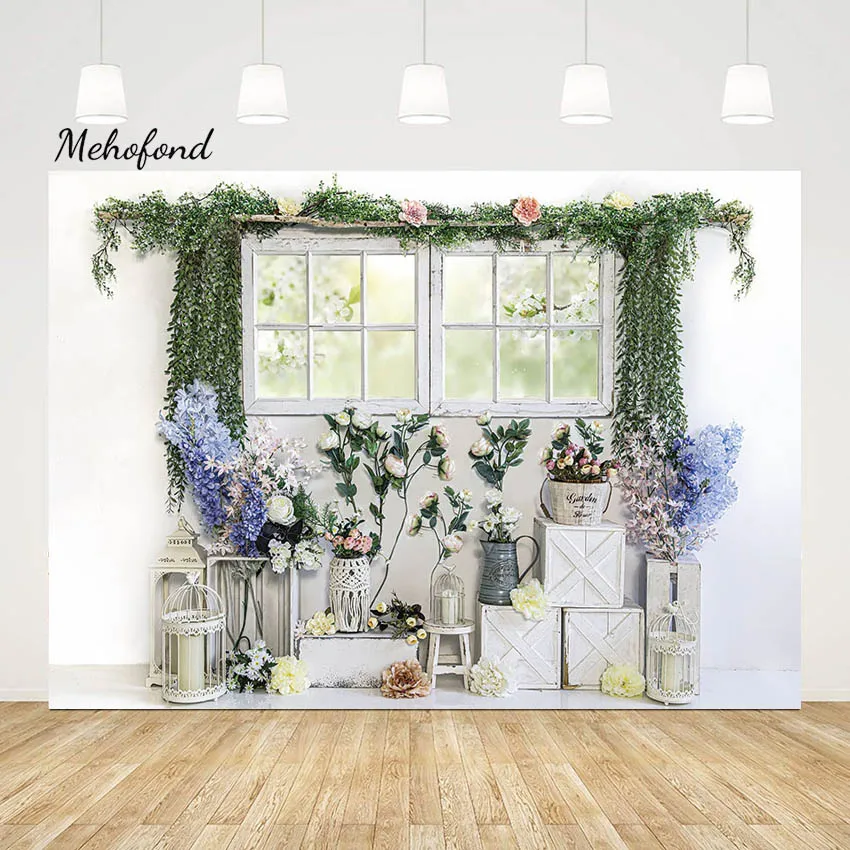 

Mehofond Spring Easter Party Photography Backdrop Flower Grass Window Decor Baby Shower Background Prop Photo Studio Photozone
