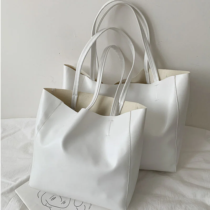 

Luxury Big Shoulder Bag Women Shopper Leather Tote Bag Female Solid Simple Large Capacity Crossbody Bags Women White Handbags