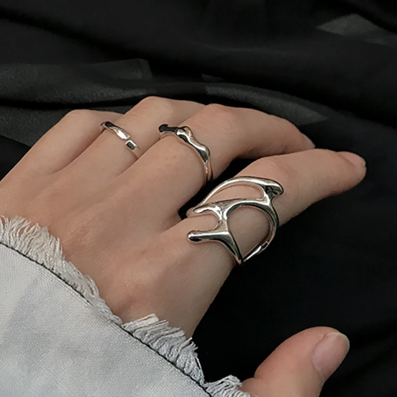 

Elegant Hollow Branches Rings For Women Men Vintage Silver Color Adjustable Ring Metal Irregular Geometric Ring Party Jewelry