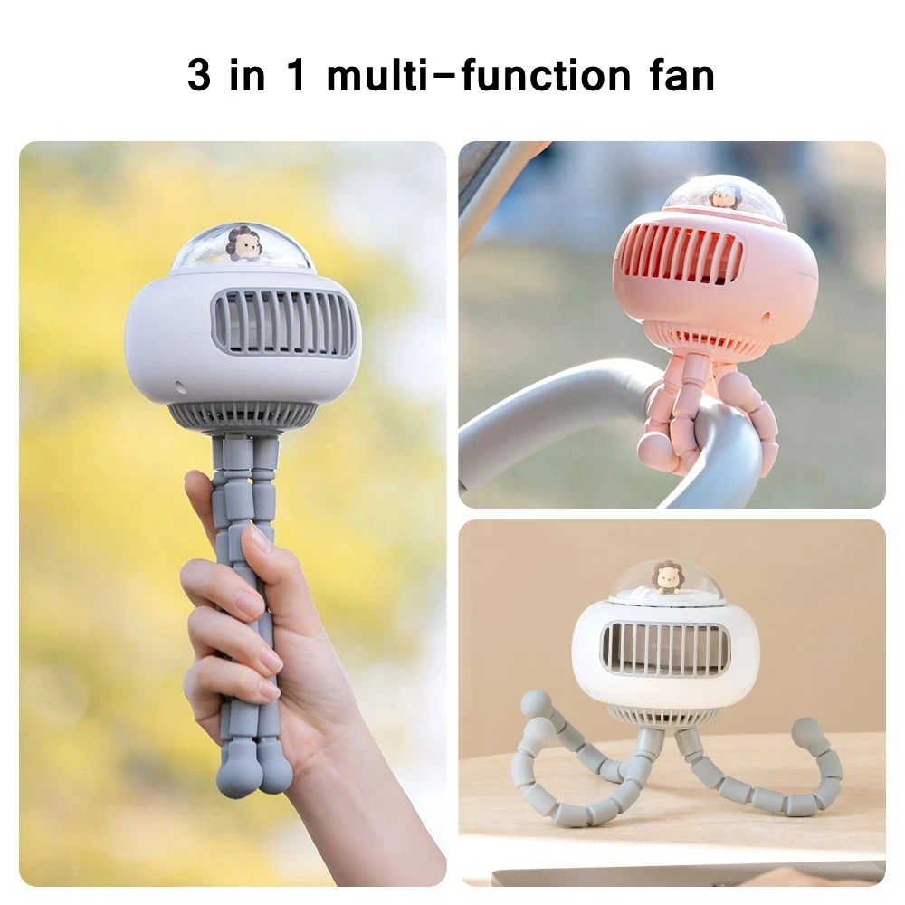 

Stroller Fan 4000mAh Portable Bladeless USB Rechargeable Silent Outdoor Mini Handheld Small Fan for Home Unpowered Fan Folding