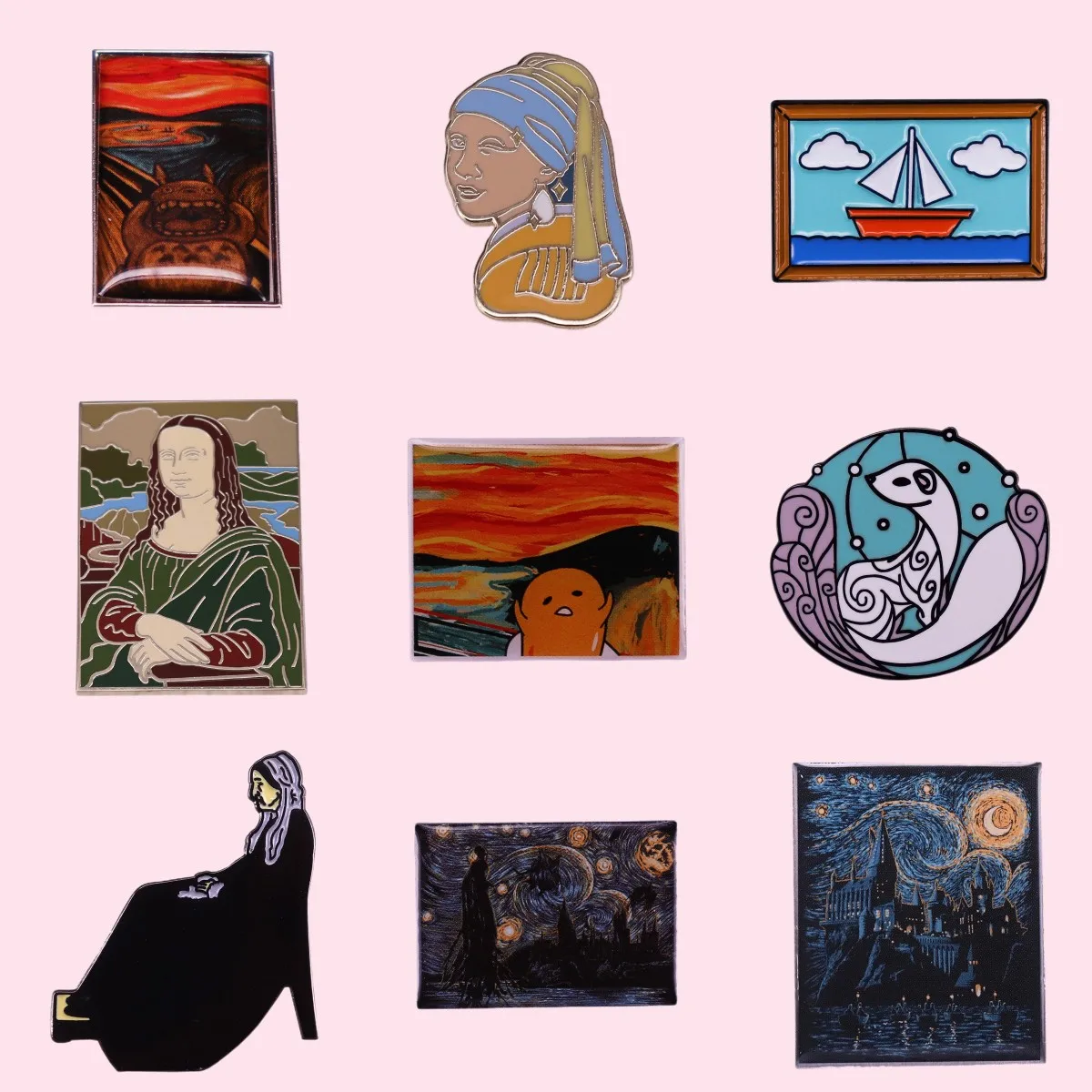 

Best Quality Classic Vintage Art Badge World Famous Painting Women Brooch Enamel Bag Lapel Adorn Pins Gift for Painter Wholesale