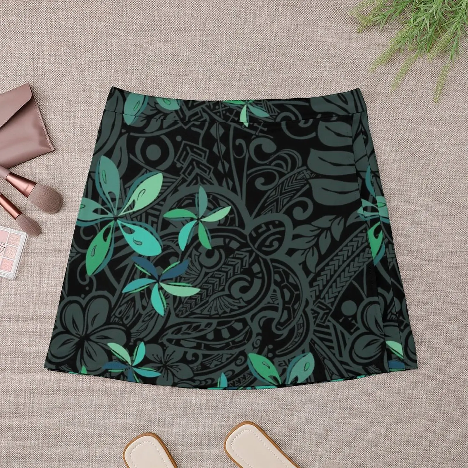 Полинезийская мини-юбка с принтом в виде джунглей стиле шифер женская одежда