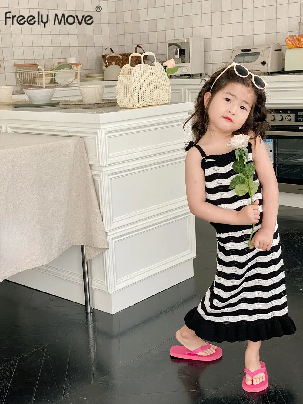 

Детский комплект для девочек, весенне-летний полосатый топ без рукавов + юбка с оборками, костюмы для младенцев, детская одежда для малышей