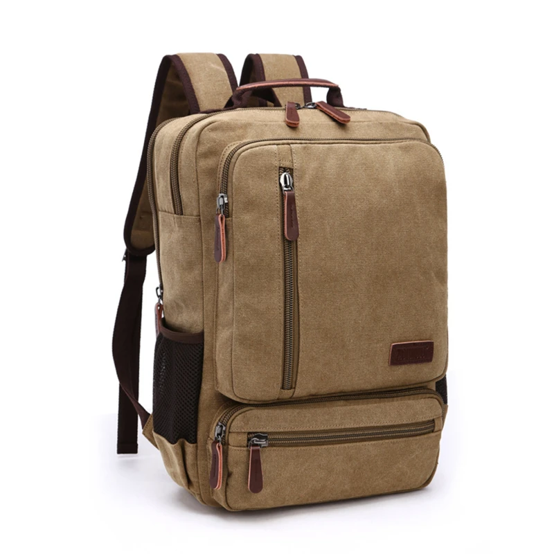 

Винтажный холщовый рюкзак для мужчин, Вместительная дорожная сумка на ремне, Студенческая сумка для ноутбука, 2023
